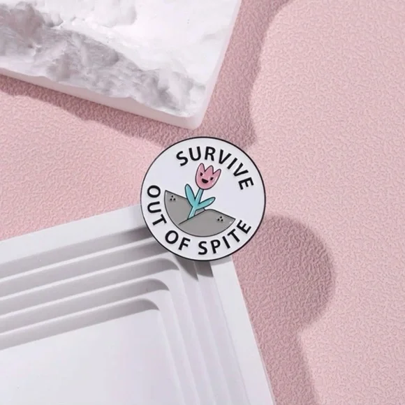 💖 5 items for $25 Sale! 💖 Survive Out of Spite Flower Pin - Picture 2 of 5